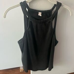 Black Ribbed Crop Top